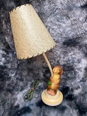 Vintage Ceramic Rabbit Table Lamp with Beige Shade